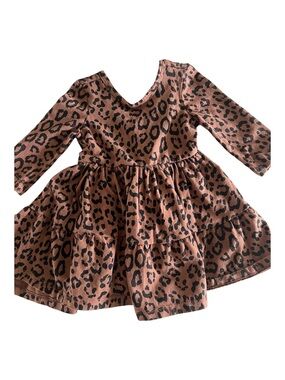 Janie and Jack Brown Leopard-Print Tiered Long-Sleeve Dress